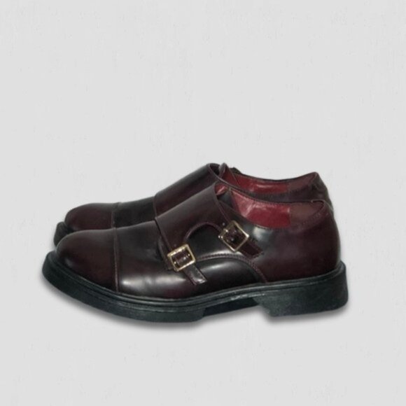 Electric Karma Scotty Wine Loafer Shoes Double Buckle Leather Burgundy Women's 7 - Picture 3 of 10